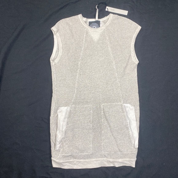 Damir Doma Silent Sleeveless Crewneck Sweater Dress Oatmeal Beige Front Pocket M - Picture 1 of 12